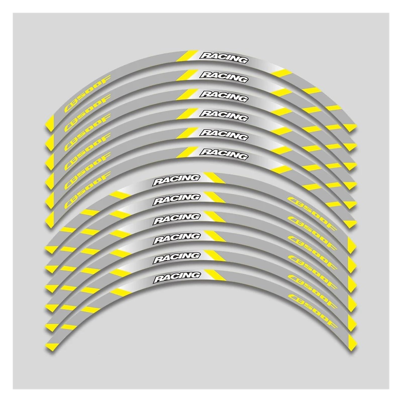 Motorrad Radaufkleber Motorrad-Vorder-Und Hinterräder Äußerer Felgenstreifen Klebeband, Reflektierende Streifen Radaufkleber Für CB500F Alle Baujahre Felgenaufkleber(B Yellow-12pcs) von YHYFFSS