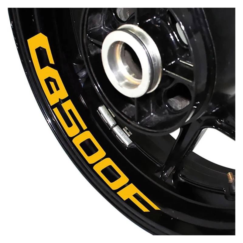 Motorrad Radaufkleber Motorrad Vorne Hinten Felge Reflektierende Wasserdichte Aufkleber Für CB500F CB500X Cb500f Cb500x Rad Aufkleber Felgenaufkleber(Yellow CB500F) von YHYFFSS