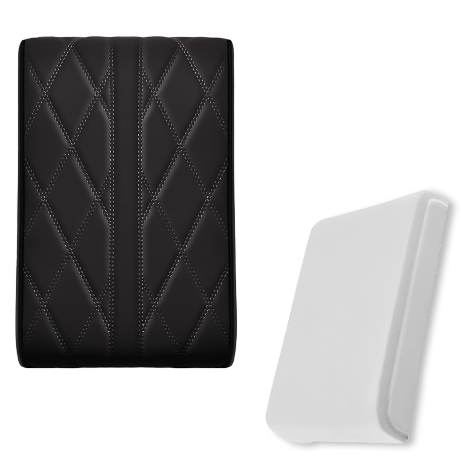 Leather Car Armrest Box Pad: YIDM Auto Mittelkonsole Pad, Auto Mittelkonsolenabdeckung, Auto Universal Armlehnenbezug, Leather Car Armrest Box Pad, Wasserdichte Mittelarmlehne Abdeckung (Schwarz) von YIDM