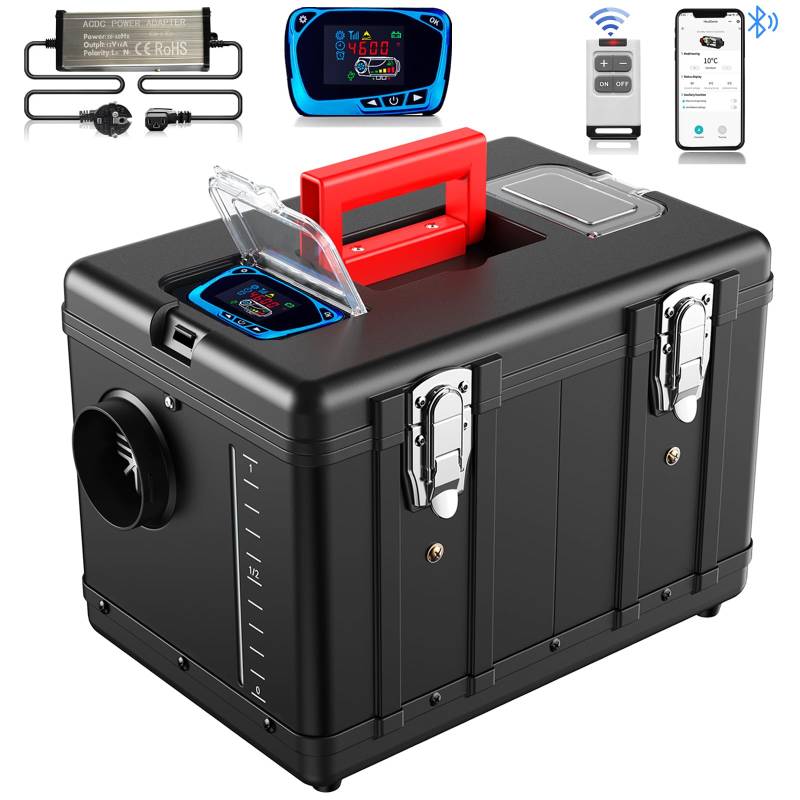 YIDON DC 12V-24V Dieselheizung, AC 220-240V Standheizung Diesel mit Bluetooth APP, 5500m Modu 8KW Dieselheizung Camping, LCD Schalter, Thermostat Werkzeugkasten Air Heizung für Mehrere Szenen von YIDON