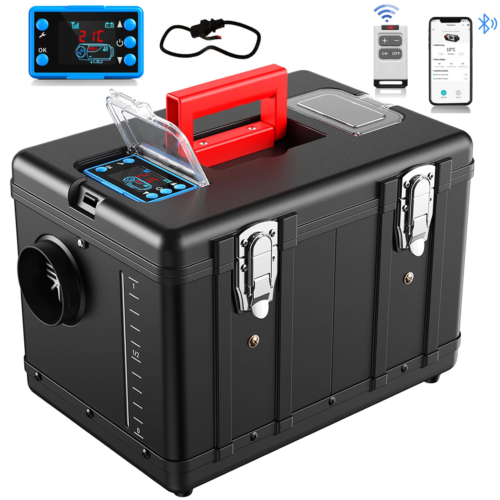 YIDON Standheizung 8KW, 12V /24V DC Dieselstandheizung, APP Bluetooth Fernbedienung, LCD Display,Thermostat Heizung, Diesel standheizung mit Schalldämpfer, Dieselheizung Garage mit 5 L Kraftstofftan von YIDON