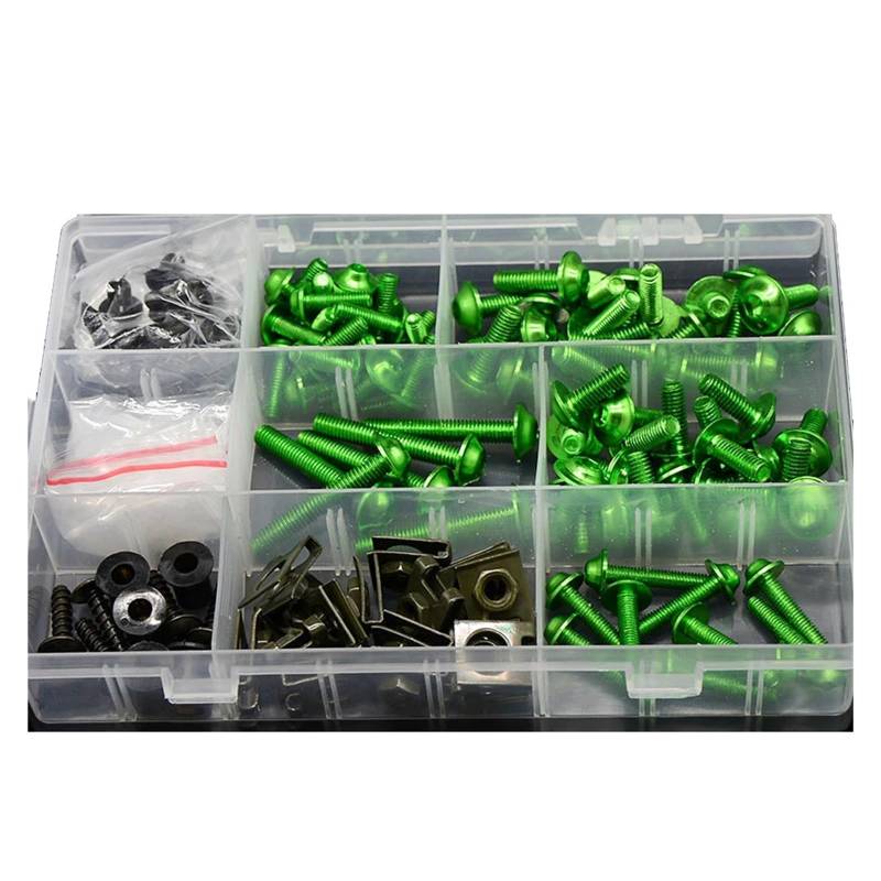 Motorrad Schrauben Set Für Ducati 1000 Monster S/1000 Monster Dark 2003-2006 Motorrad Verkleidung Körper Bolt Kit Schraube Spire Geschwindigkeit Clip Mutter Montage Mutter(Green) von YIESANS