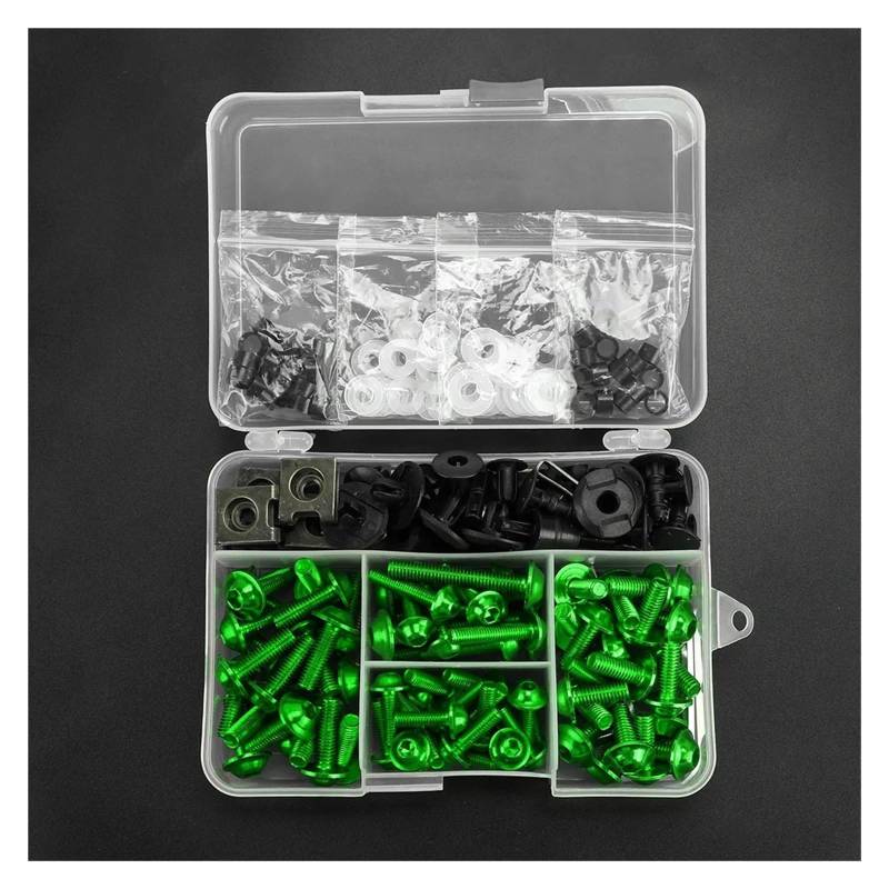 Motorrad Schrauben Set Für KA@&WASAKI Z750 Z 750 Z800 Z750R Z250 Z1000 250/300 Z900 ZX6R Universal Motorrad Verkleidung Bolt Kit Verschluss Clips Schraube(Green) von YIESANS