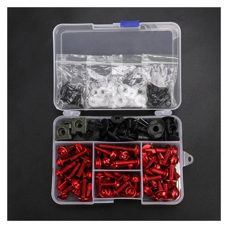 Motorrad Schrauben Set Für KA@&WASAKI Z750 Z 750 Z800 Z750R Z250 Z1000 250/300 Z900 ZX6R Universal Motorrad Verkleidung Bolt Kit Verschluss Clips Schraube(Red) von YIESANS