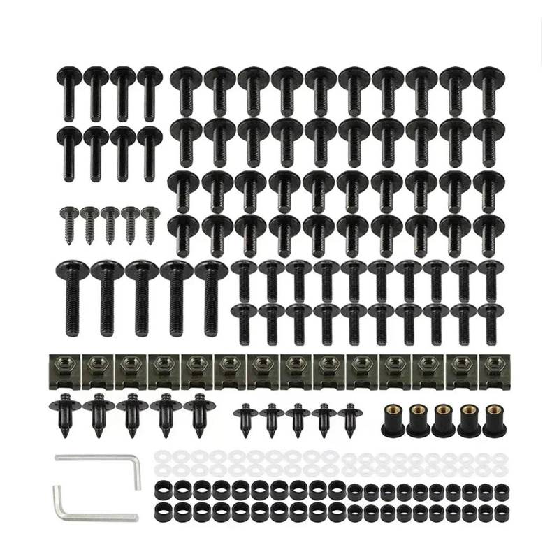 Motorrad Schrauben Set Für TMAX 500 530 MT07 MT09 FZ1 FZ6 R1 R6 R15 195PCS Motorrad Verkleidung Schrauben Muttern Kit Körper Verschluss Clips Schraube Auto Muttern(J) von YIESANS