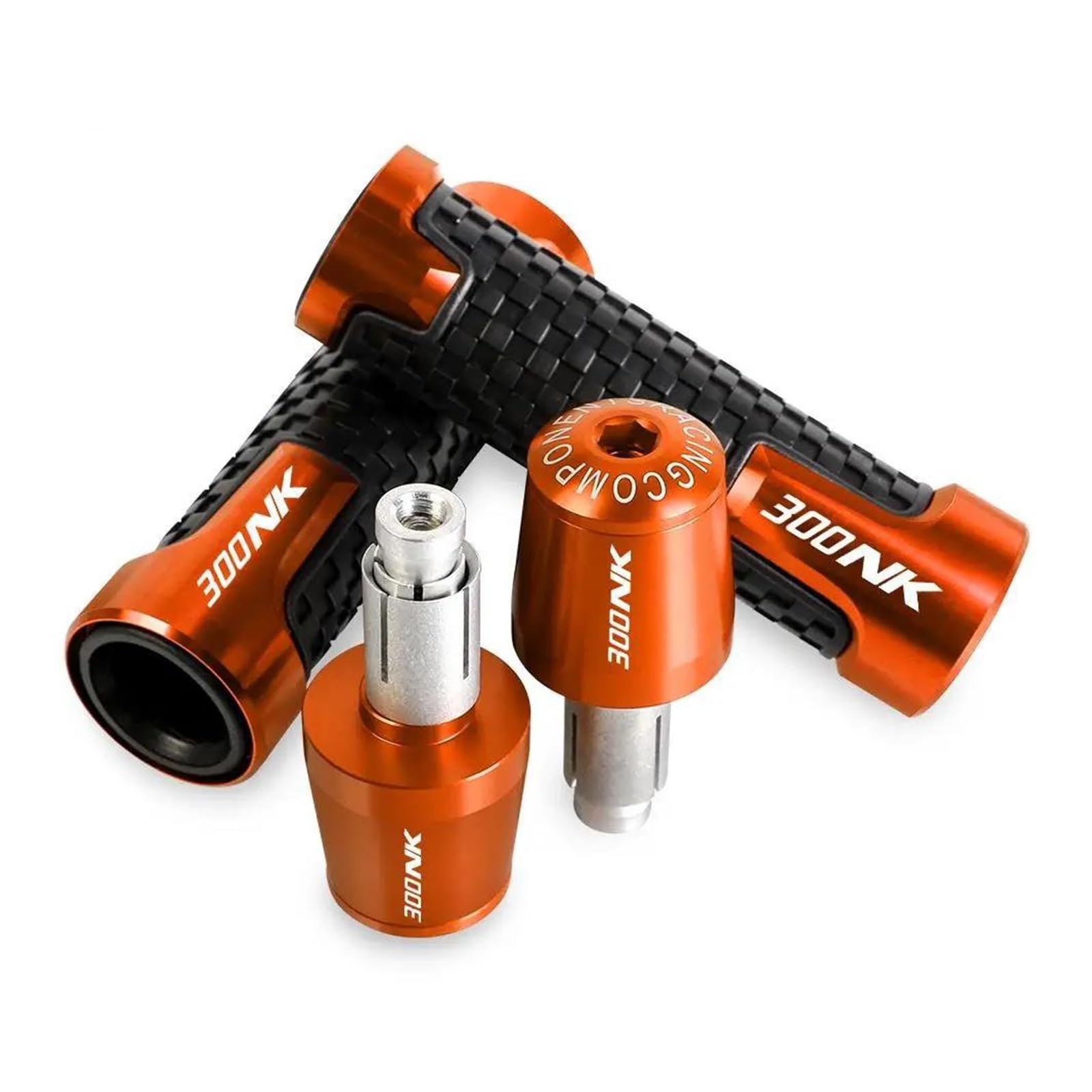 Motorradgriffe Handgriff Gasgriff FÜR CFMOTO 300NK 2019 2020 2021 2022 2023 300 NK CNC Lenkergriffe Enden Gewicht Lenkergriffende Anti Vibration Silder(Orange-A) von YIESANS