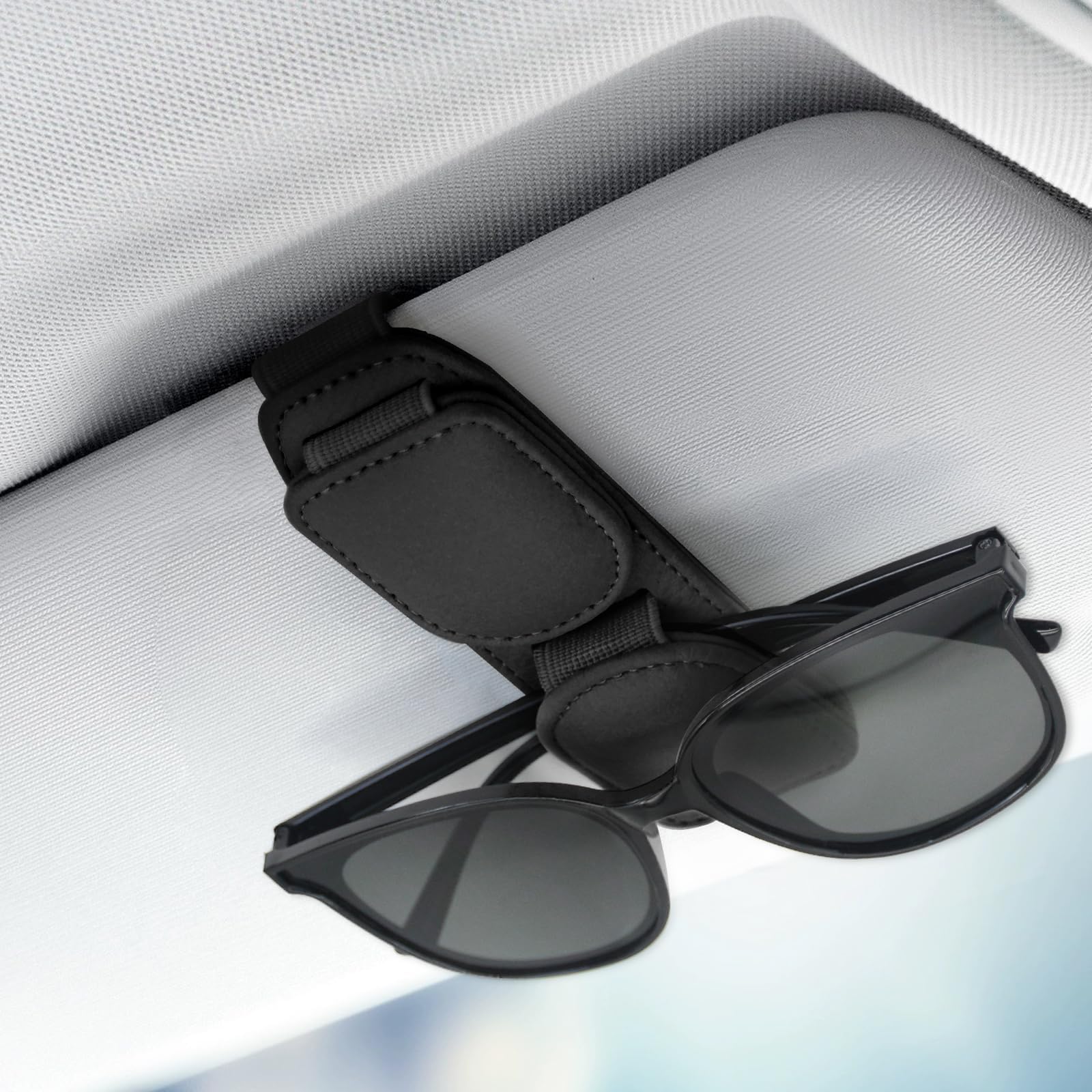 Auto-Brillenclip für Smart EQ fortwo (C453) 2018-2019, Auto Visor Sonnenbrille Clip Ticket-Kartenclip 180°Rotational Magnetisch Leder Sonnenbrillenhalter,C von YIFANFENGSHUN