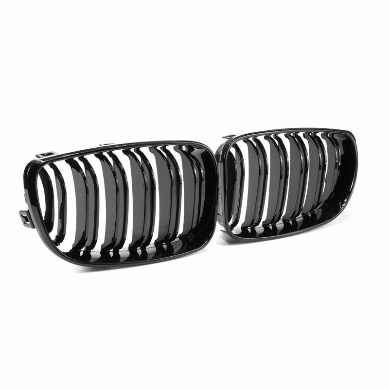 YIGRRO Glanz Schwarz Sport Kühlergrill 1er E81 2008-2011,Doppellamellen schwarz glänzende Grills für 1er E81 E82 E87 E88 120I 128I 130I 135I LCL (E81 2008-2010, Doppelsteg Glanz Schwarz) von YIGRRO