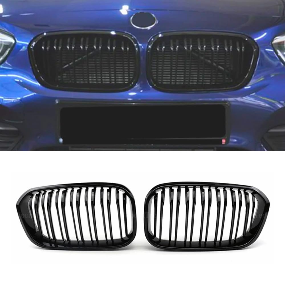 YIGRRO Kühlergrill für 1er F20，Zubehör Sport Frontgrill，Glanz Schwarz Doppelsteg Sport Kühlergrill für 1er F20 F21 2015 2016 2017 2018.（F20 2015-2018, Doppelsteg Glanz Schwarz） von YIGRRO