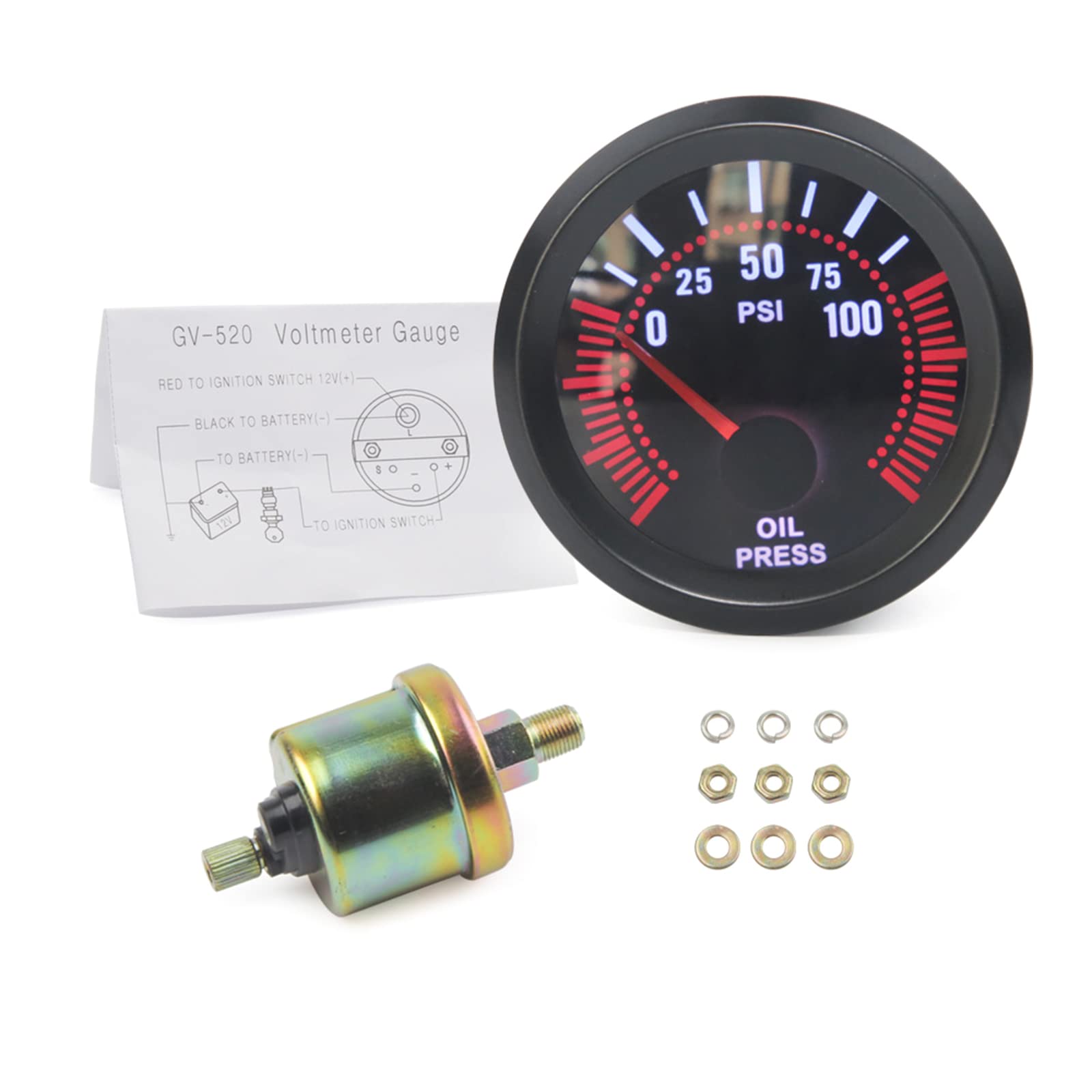 YIGZYCN Auto Digitalanzeige 52mm Öldruck Öl Wassertemperaturanzeige Voltmeter Drehzahlmesser Drehzahlmesser von YIGZYCN