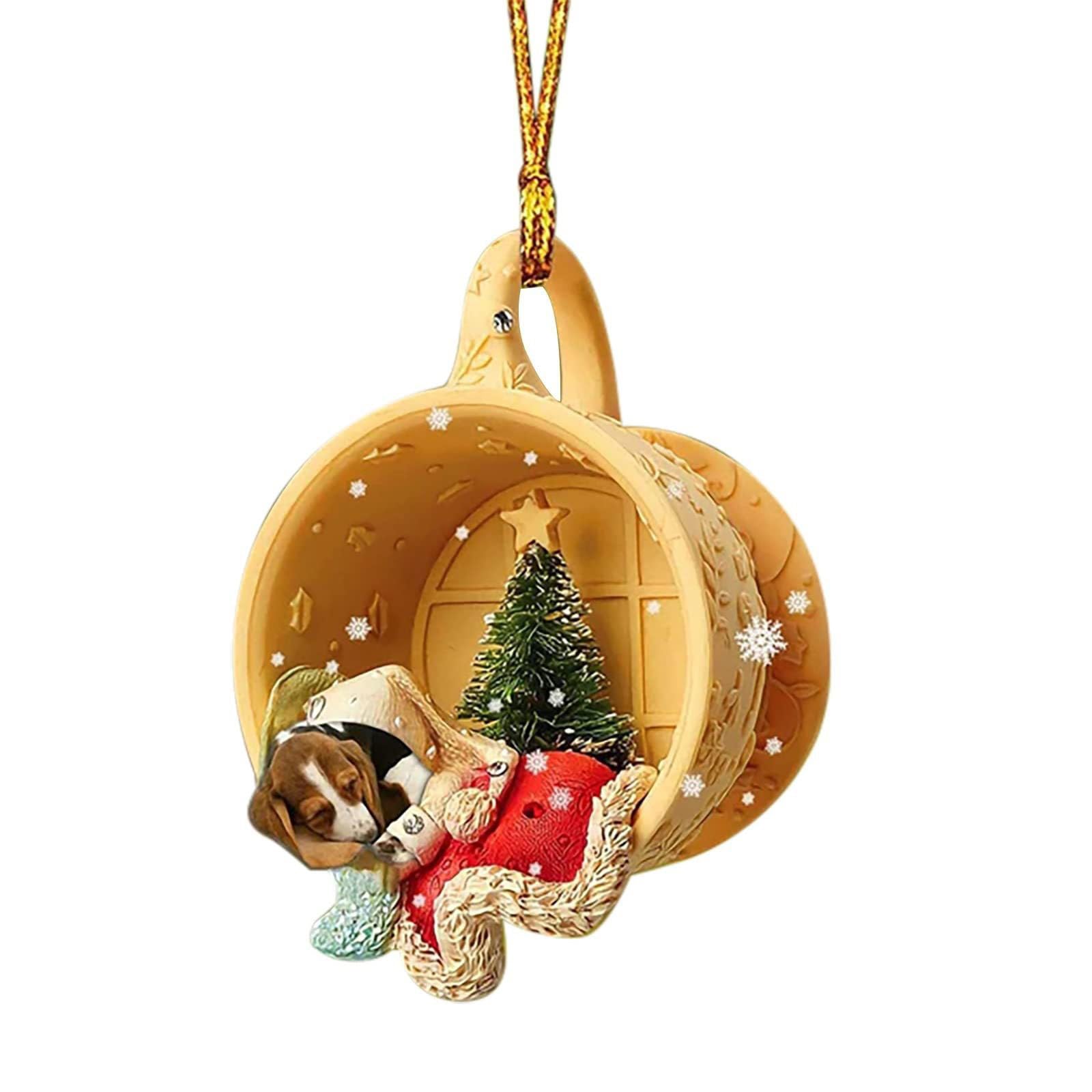 YIGZYCN Schöne Weihnachten Hunde Drop Ornamente Geschenke Weihnachtsbaum Anhänger Hängende Zeichen Dekoration Hause Auto Zubehör von YIGZYCN