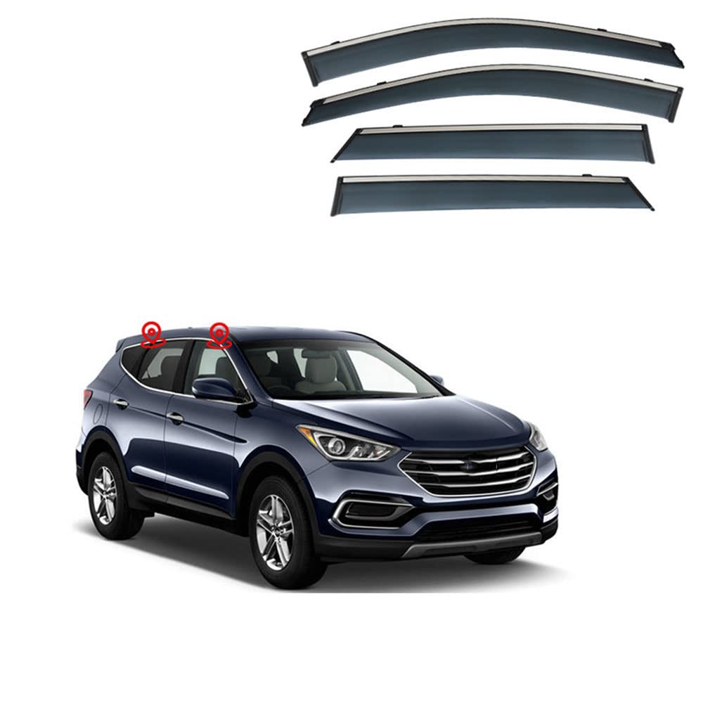 YIHANBRI Autofenster Windabweiser, für Hyundai Santa Fe IX45 MK3-NC 2013-2018 Auto Fenster Aufklebbare Regenabweiser Zierstreifen Regen Augenbrauen Dekoration von YIHANBRI