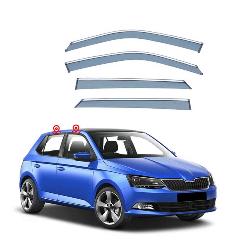 YIHANBRI Autofenster Windabweiser, für Skoda Fabia 5J NJ 2008-2020 Auto Fenster Aufklebbare Regenabweiser Zierstreifen Regen Augenbrauen Dekoration von YIHANBRI