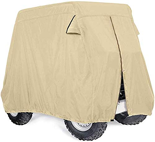 YIHGJJYP Deluxe 2-4 Passagier Golf Cart Cover, 210D Wasserdicht Oxford Anti UV Staubdichtes Sunproof Universal-Club-Car-Cover mit Air Vents, Reißverschluss und elastischer Bund von YIHGJJYP