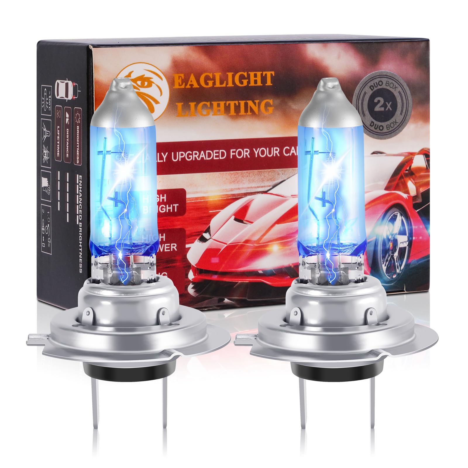 YIIFELL 2 Stück H7 Halogen Lampe Auto, 12V 100W Halogen Scheinwerfer Lampe, 5000K Scheinwerferlampe Glühbirne H7 Abblendlicht von YIIFELL