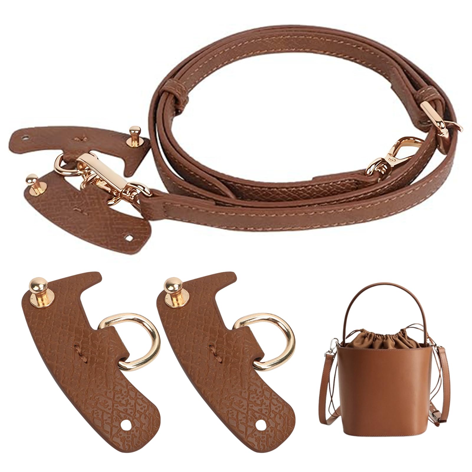 Schulterriemen Leder mit 2 Stück Schultergurtadapter, Lederriemen für Taschen, Schultergurt für Taschen Mini Bag Straps, Verstellbarer Riemen, für Schultertaschen und Handtaschen von YIIWONI