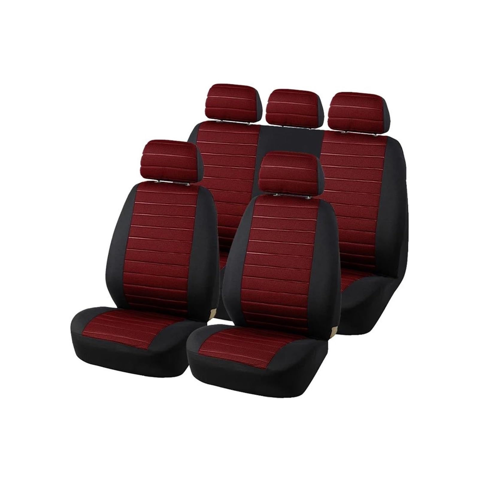 YIJIAVSX Auto-Sitzbezüge 4PCS/9PCS Atmungsaktiver Rutschfester Autositzbezug Universal-Autositzkissen Gepolstertes Zubehör Rücksitzbezüge(9pcs Red) von YIJIAVSX