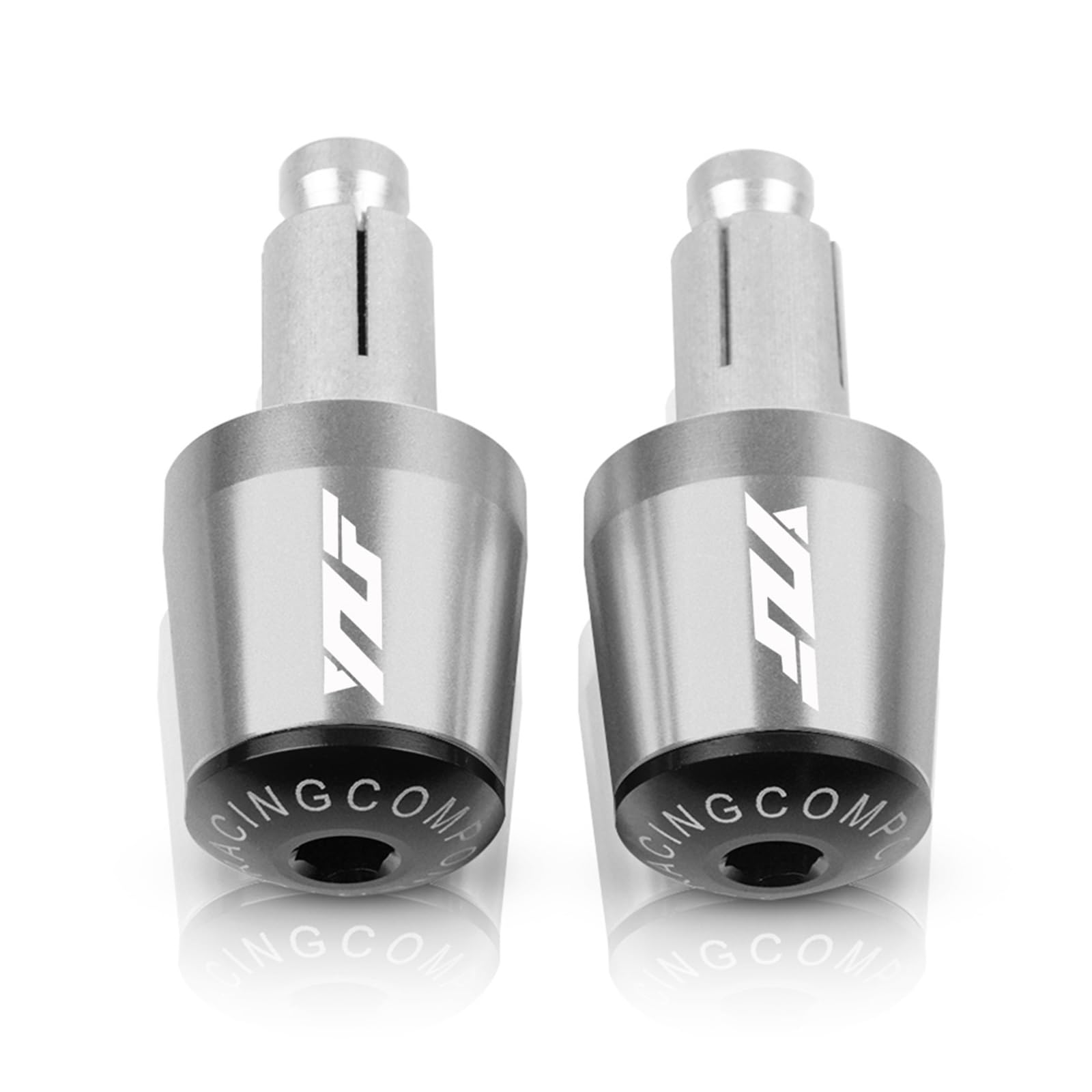 YIJIEBAO 7/8 22MM Motorrad Zubehör Griff Bar End Lenker Hand Grip End Kappe Stecker CNC Aluminium Fit for Yamaha YZF r125 R3 R6 R1 Griffe Zubehör(Silver-Black) von YIJIEBAO