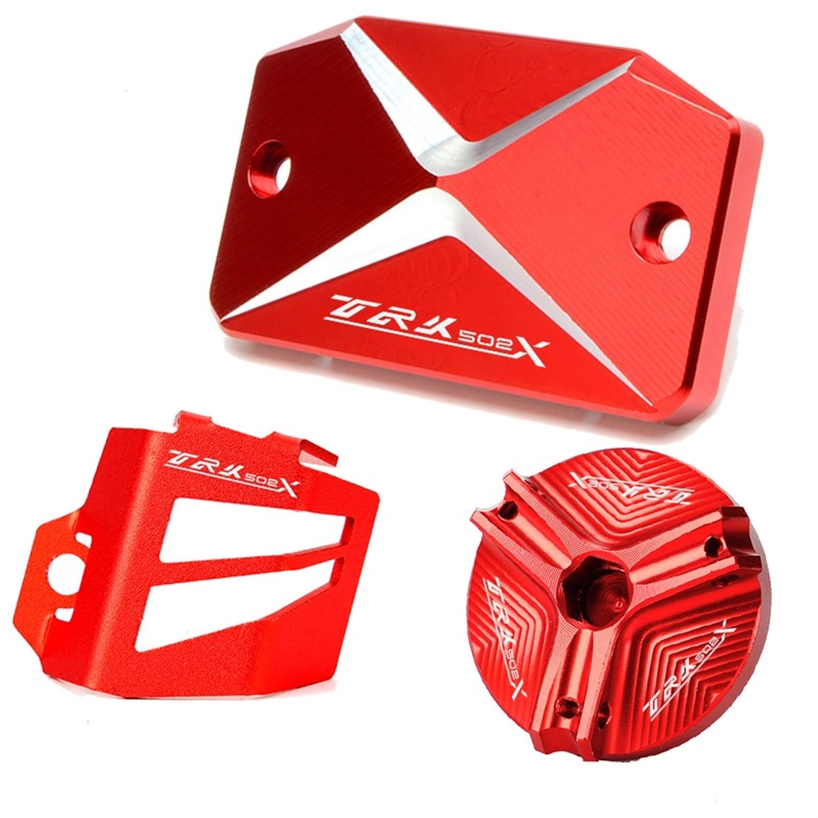 YIJIEBAO Fit for Benelli TRK 502 X TRK502 TRK502X 2023 Motorrad Zubehör Vorne Hinten Brems Flüssigkeit Reservoir Schutz Protector Öl einfülldeckel Zubehör(Red Combo-TRK502X) von YIJIEBAO