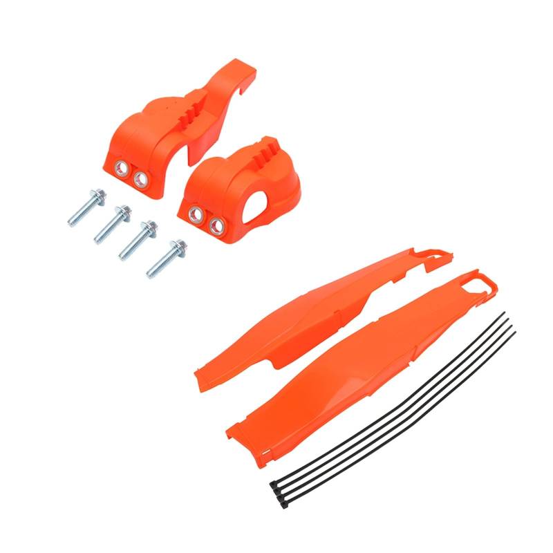 YIJIEBAO Fit for EXC300 EXC250F EXC350F EXC400F EXC450F EXC Motorrad Zubehör Schwinge Schutz Gabel Schuh Schutz Protector Kit Schwingenkettenschieber(Set ORANGE) von YIJIEBAO