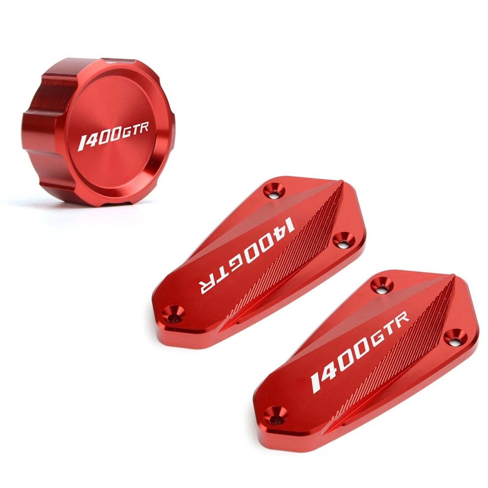 YIJIEBAO Fit for Kawasaki GTR1400 GTR 1400 2012-2019 2019 2020 Motorrad Vorne Hinten Brems Flüssigkeit Zylinder Master Reservoir Abdeckung Kappe Zubehör(Front and Rear Red) von YIJIEBAO