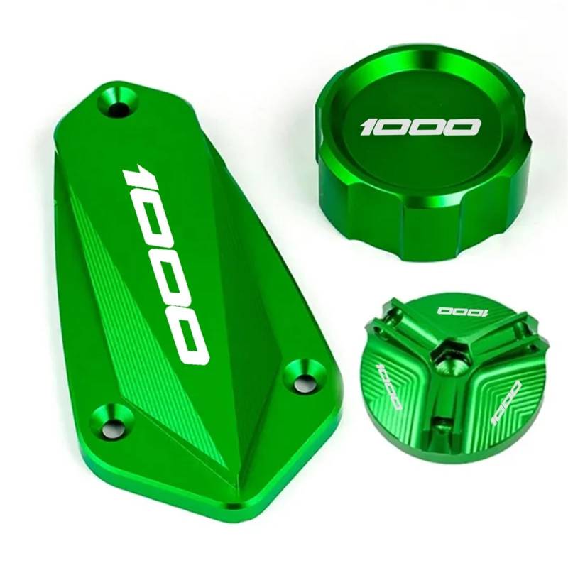 YIJIEBAO Fit for Kawasaki Z1000 Z1000R 2011-2023 2024 Motorrad Hinten und Vorne Brems Flüssigkeit Reservoir Kappe Zylinder Abdeckung öl Einfülldeckel Stecker Zubehör(A Set-Green) von YIJIEBAO