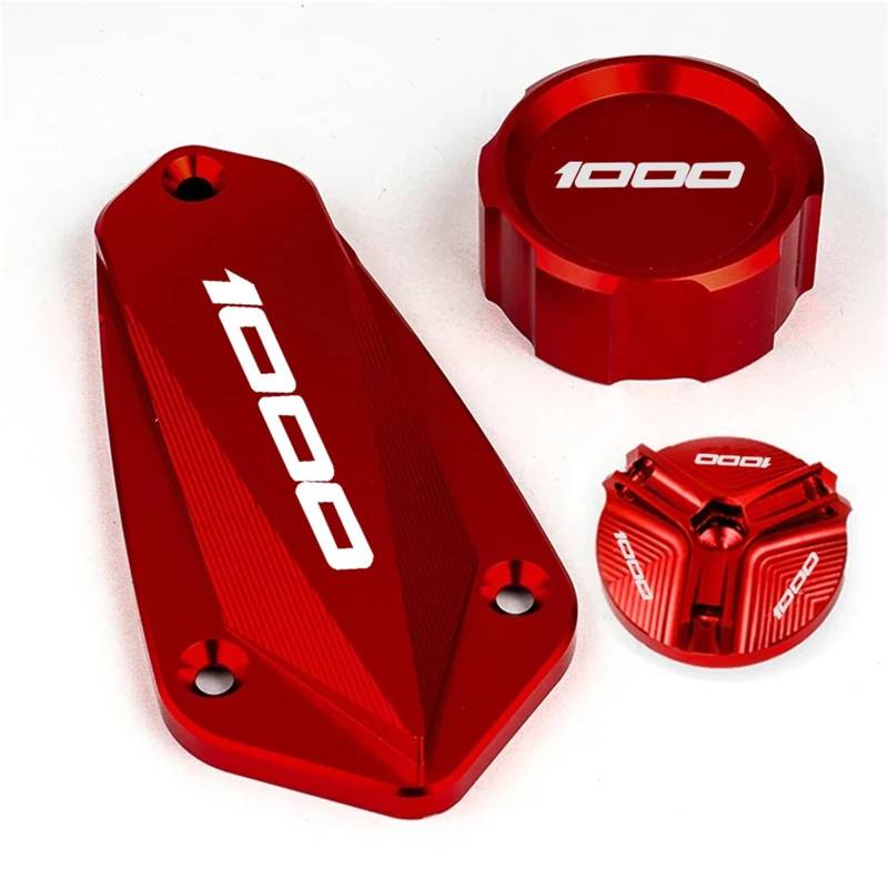 YIJIEBAO Fit for Kawasaki Z1000 Z1000R 2011-2023 2024 Motorrad Hinten und Vorne Brems Flüssigkeit Reservoir Kappe Zylinder Abdeckung öl Einfülldeckel Stecker Zubehör(A Set-Red) von YIJIEBAO