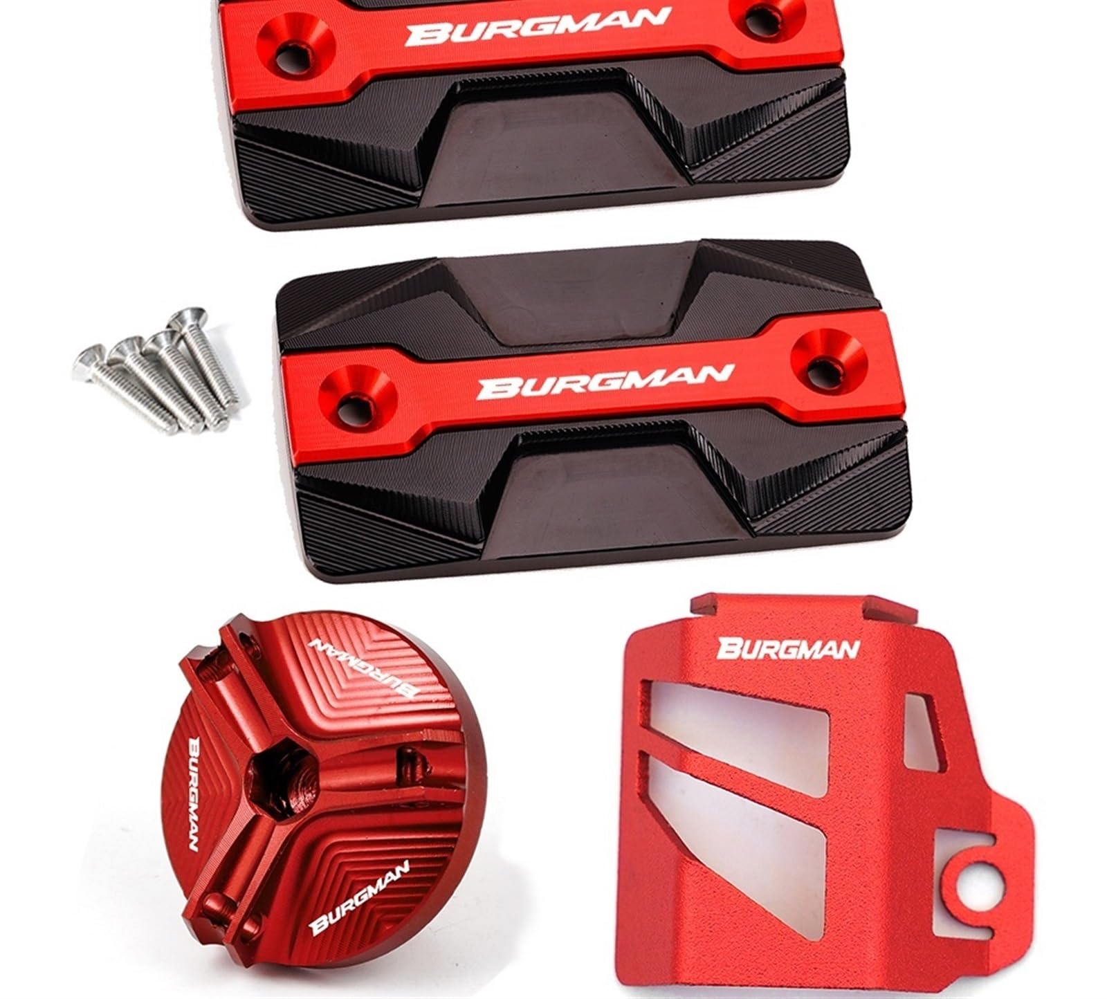 YIJIEBAO Fit for Suzuki BURGMAN650 AN650 Burgman 650 2013-2024 Motorrad Zubehör Vorne Hinten Brems Flüssigkeit Reservoir Abdeckung Motor öl Kappe Zubehör(1 Set Red) von YIJIEBAO