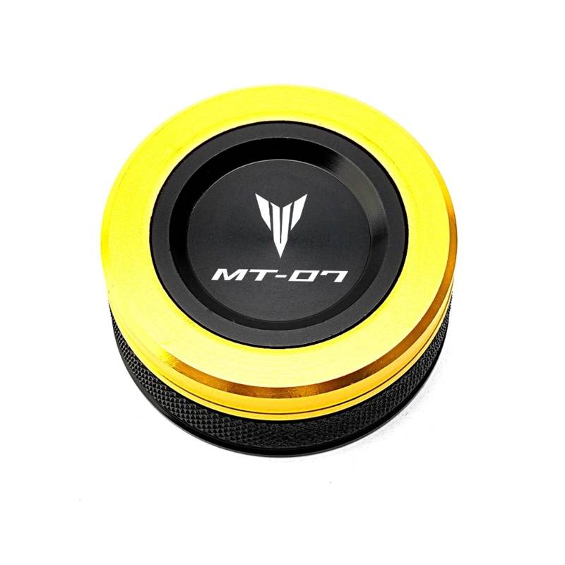 YIJIEBAO Fit for Yamaha MT 07 MT07 Tracer MT-07 2014-2021 2022 Motorrad Vorne und Hinten Brems Flüssigkeit Reservoir Kappe Öl Zylinder Abdeckung Zubehör(1pcs Rear Gold) von YIJIEBAO