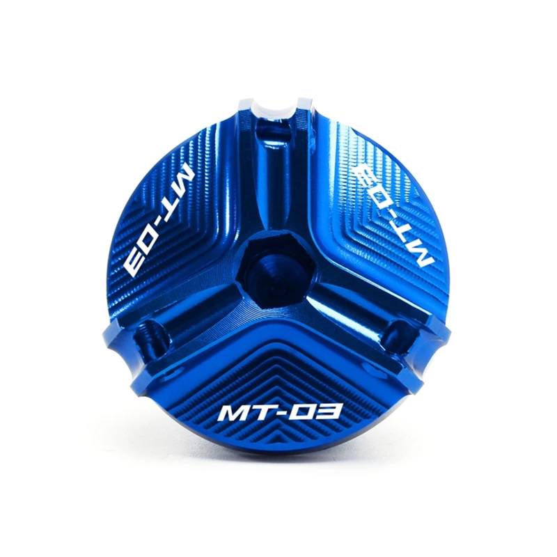 YIJIEBAO Fit for Yamaha MT03 MT 03 MT-03 2015-2021 2022 2023 Motorrad Vorne Hinten Brems Flüssigkeit Reservoir Kappe Motor Öl Einfülldeckel Schutz Zubehör(A Filler Cap Blue) von YIJIEBAO