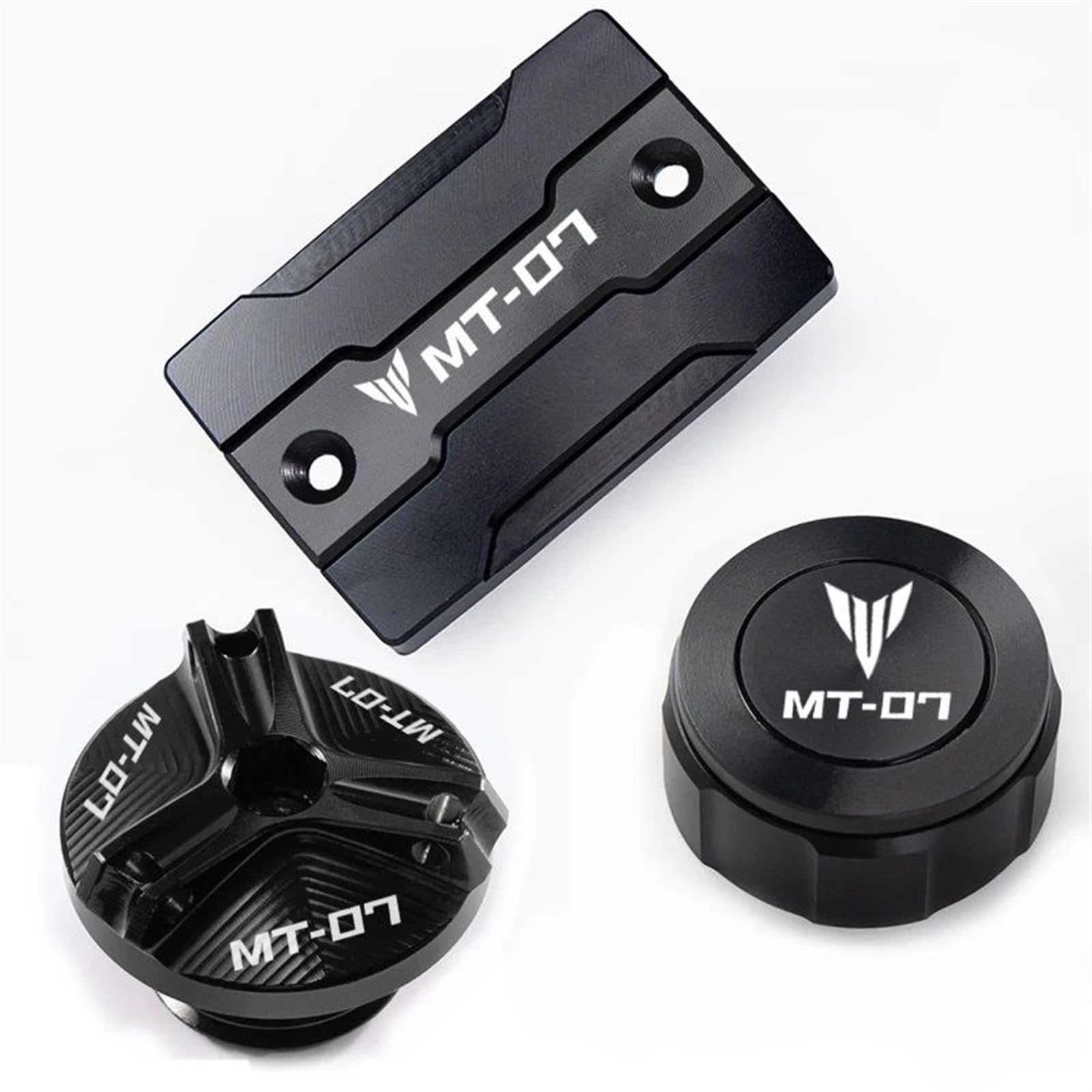 YIJIEBAO Fit for Yamaha MT07 MT 07 FZ07 2014-2023 2021 2022 Zubehör Vordere Und Hintere Bremse Tankdeckel öl Kappe Schutzhülle Abdeckung Zubehör(MT07 Black) von YIJIEBAO