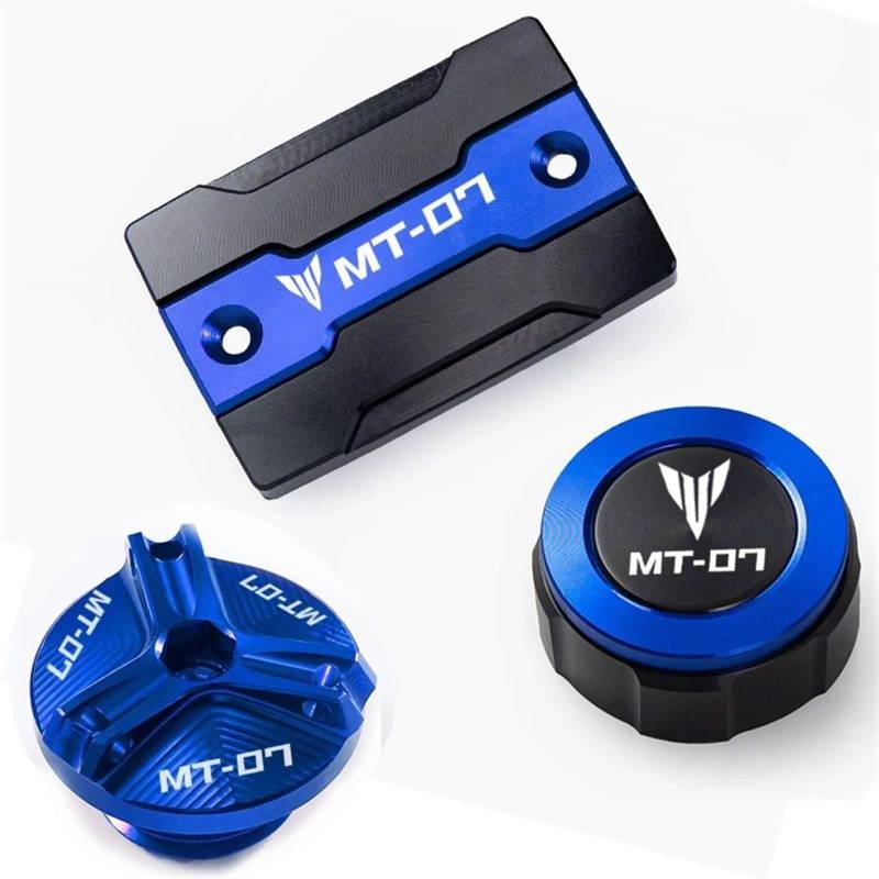 YIJIEBAO Fit for Yamaha MT07 MT 07 FZ07 2014-2023 2021 2022 Zubehör Vordere Und Hintere Bremse Tankdeckel öl Kappe Schutzhülle Abdeckung Zubehör(MT07 Blue) von YIJIEBAO