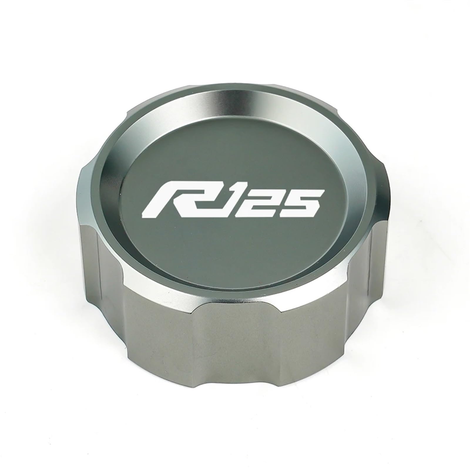 YIJIEBAO Fit for Yamaha R125 YZF R125 2010-2023 Zubehör Motorrad Aluminium Vorne Hinten Brems Flüssigkeit Reservoir Abdeckung Motor öl Einfülldeckel Zubehör(1 Rear Cap-Grey) von YIJIEBAO