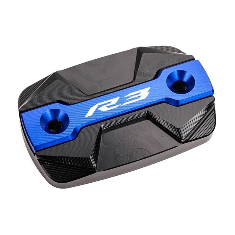 YIJIEBAO Fit for Yamaha R3 YZF R3 YZFR3 2015-2023 2022 Motorrad Zubehör Vorne Hinten Brems Flüssigkeit Reservoir Tank Kappen Öl Füllstoff Abdeckung Zubehör(Blue-Front Cap) von YIJIEBAO