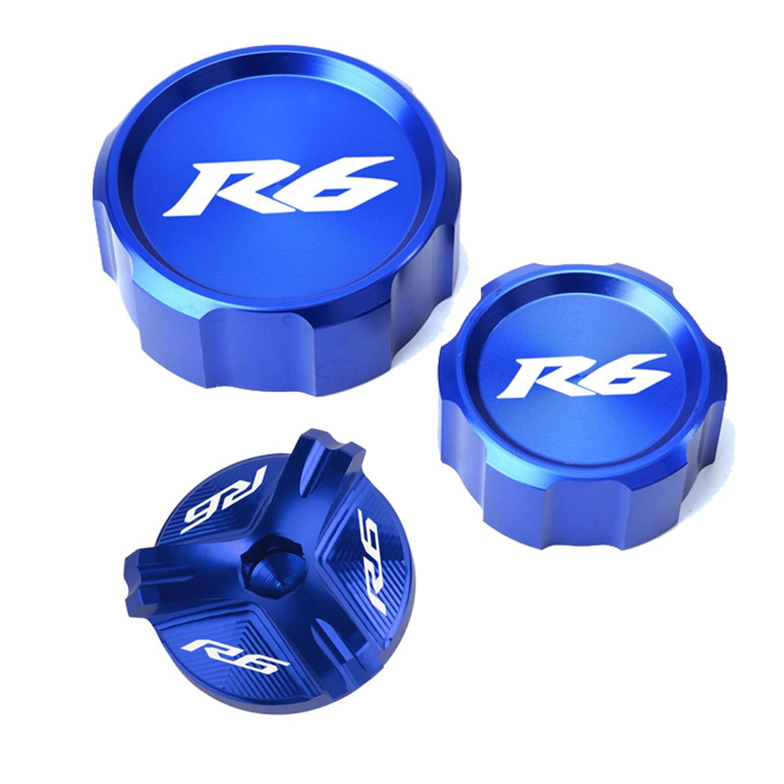 YIJIEBAO Fit for Yamaha R6 YZF R6 2000-2020 2021 Motorrad CNC Aluminium Vorne und Hinten Brems Reservoir Flüssigkeit Zylinder CoverEngine Öl Filter Zubehör(A Set of Blue) von YIJIEBAO