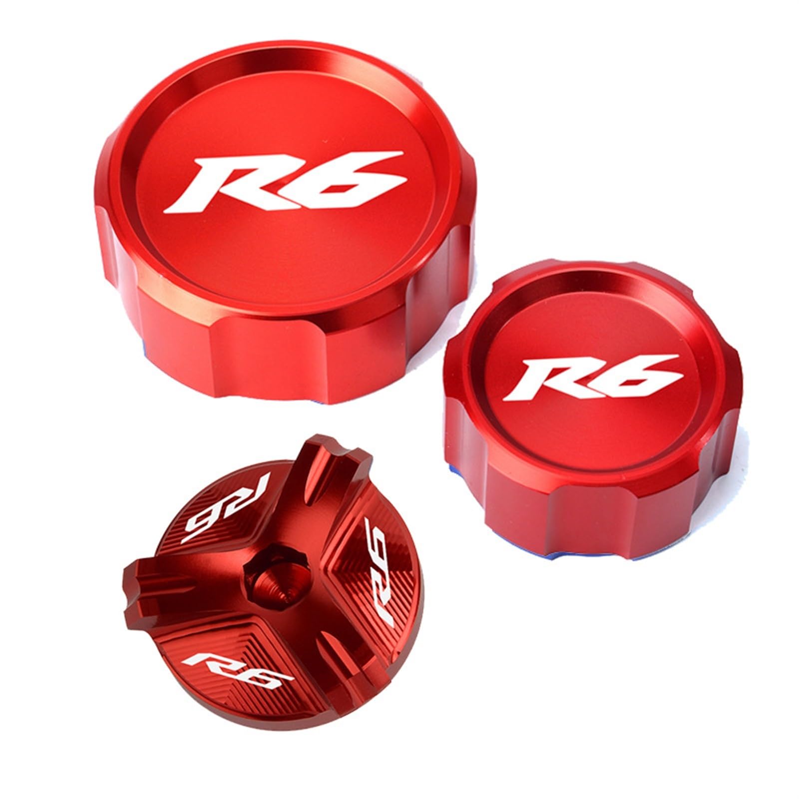 YIJIEBAO Fit for Yamaha R6 YZF R6 2000-2020 2021 Motorrad CNC Aluminium Vorne und Hinten Brems Reservoir Flüssigkeit Zylinder CoverEngine Öl Filter Zubehör(A Set of Red) von YIJIEBAO