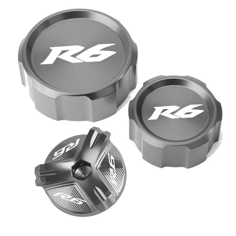 YIJIEBAO Fit for Yamaha R6 YZF R6 2000-2020 2021 Motorrad CNC Aluminium Vorne und Hinten Brems Reservoir Flüssigkeit Zylinder CoverEngine Öl Filter Zubehör(A Set of Titanium) von YIJIEBAO