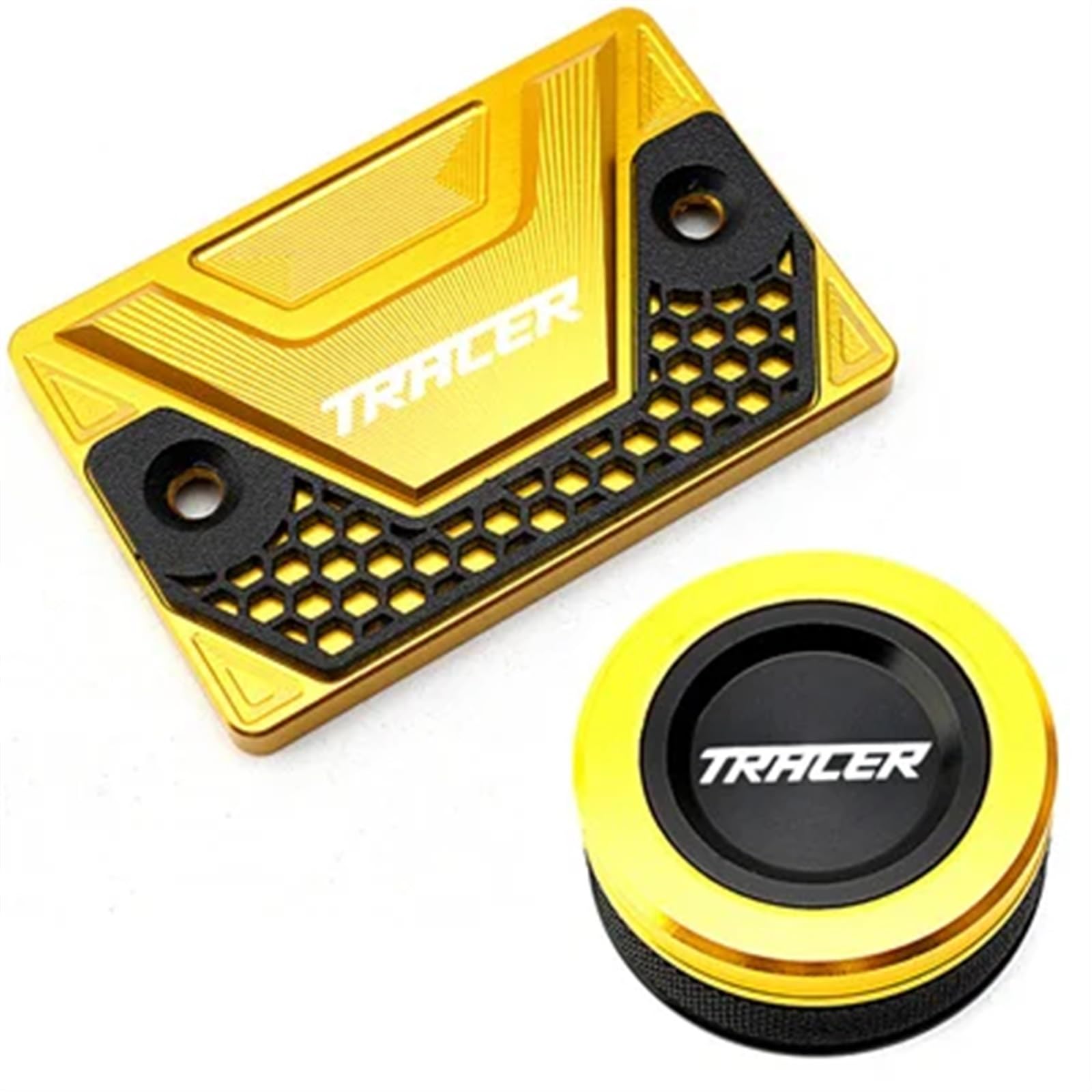 YIJIEBAO Fit for Yamaha Tracer 700 900 GT Tracer7/gt Tracer900gt MT07 Motorrad Zubehör Bremsflüssigkeit Reservoir Kappe Schutzhülle Schutz Zubehör(2pcs caps Gold) von YIJIEBAO