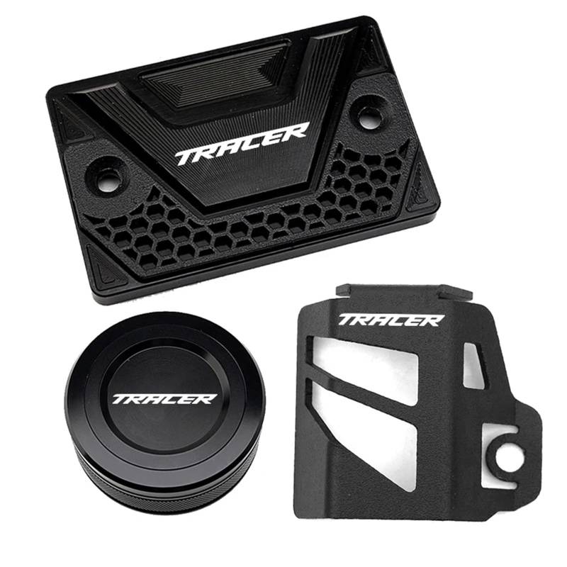 YIJIEBAO Fit for Yamaha Tracer 700 900 GT Tracer7/gt Tracer900gt MT07 Motorrad Zubehör Bremsflüssigkeit Reservoir Kappe Schutzhülle Schutz Zubehör(3pcs Combo Black) von YIJIEBAO