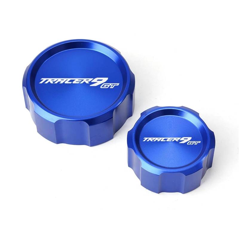 YIJIEBAO Fit for Yamaha Tracer 9 GT 9GT 2021 2022 Zubehör Motorrad Vorne und Hinten Brems Flüssigkeit Reservoir Kappe Zylinder Abdeckung Aluminium Zubehör(Front and Rear Blue) von YIJIEBAO