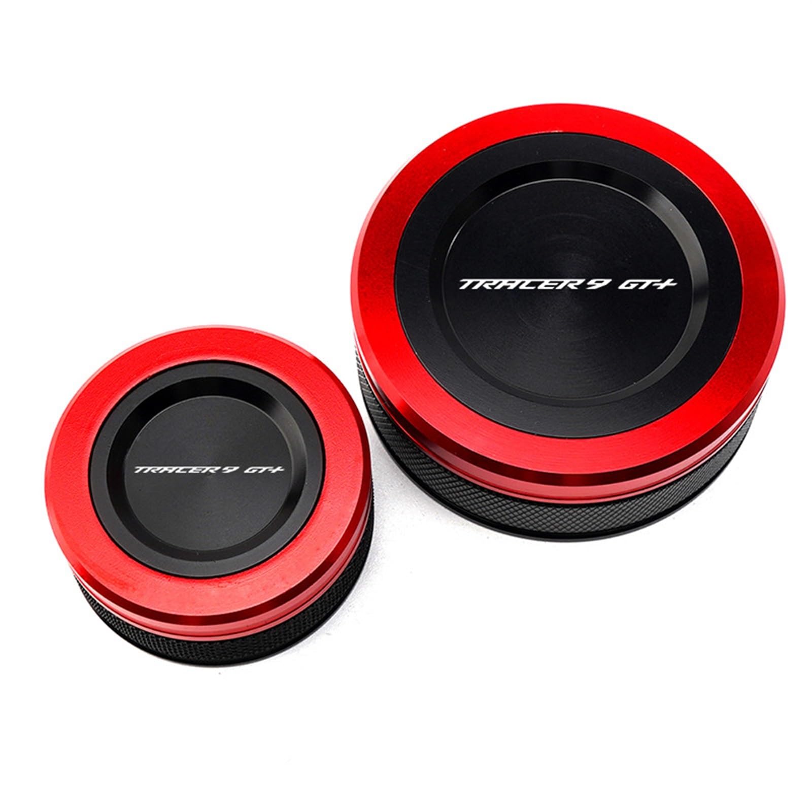 YIJIEBAO Fit for Yamaha Tracer9GT + TRACER9 GT Plus 2023 Motorrad CC Aluminium Vorne Hinten Brems Flüssigkeit Zylinder Master Reservoir Abdeckung Kappe Zubehör(FRBC Red) von YIJIEBAO