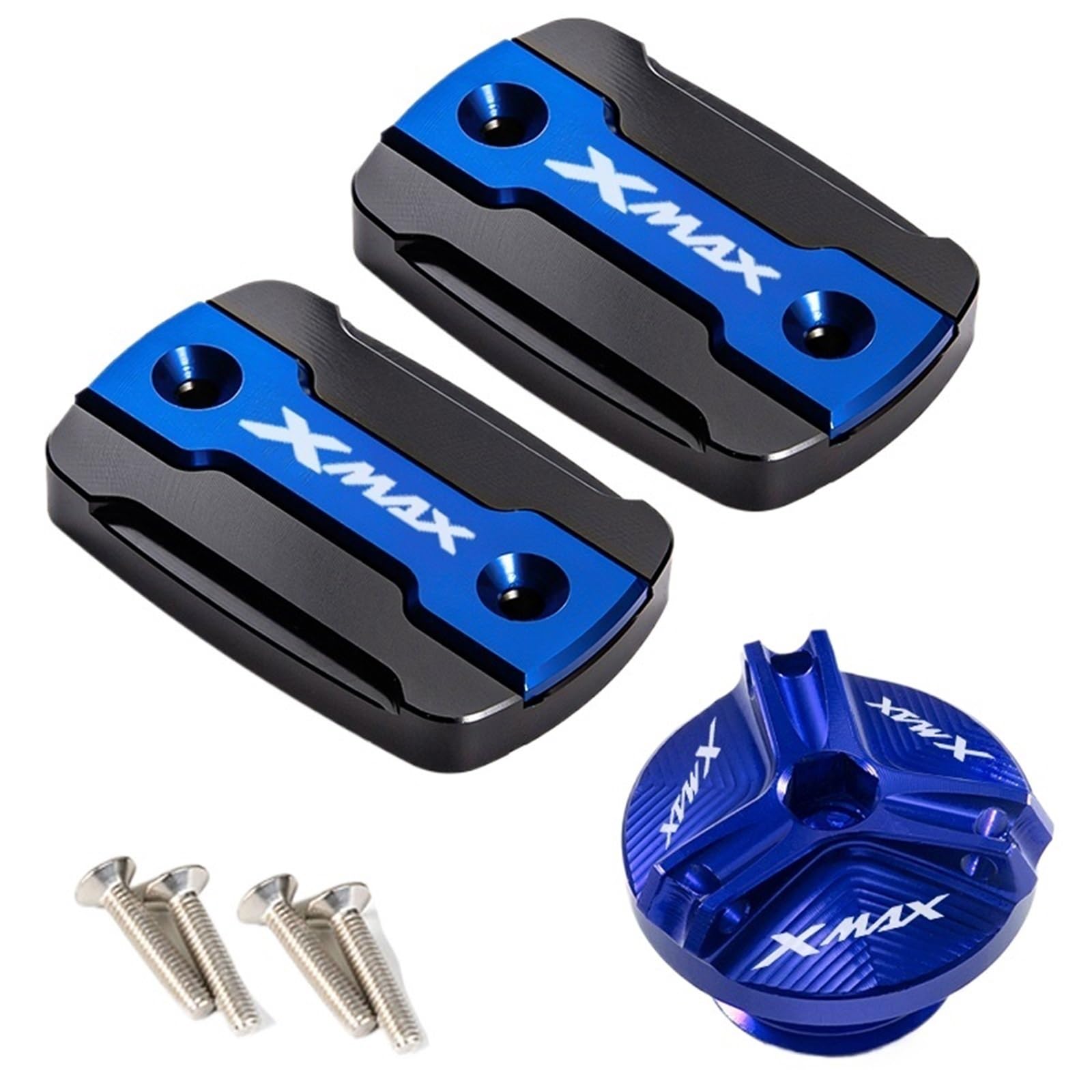 YIJIEBAO Fit for Yamaha Xmax 250 300 XMAX300 XMAX250 2017-2023 Zubehör Motorrad Brems Flüssigkeit Tank Flüssigkeit Reservoir Abdeckung öl Einfülldeckel Zubehör(Three Blue) von YIJIEBAO