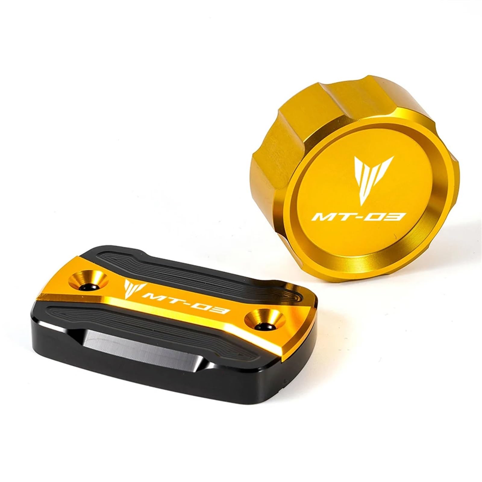 YIJIEBAO Motorrad CNC Accessores Fit for Yamaha MT 03 MT03 MT-03 2015-2020 2021 Vorne und Hinten Brems Flüssigkeit Zylinder Reservoir Kappe Abdeckung Zubehör(FRBC Gold) von YIJIEBAO