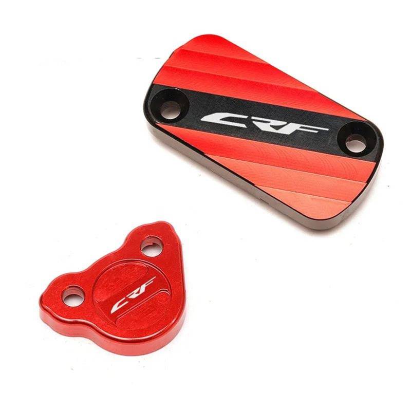 YIJIEBAO Motorrad CNC Vorne und Hinten Bremsflüssigkeitsbehälterdeckel Abdeckung Passend for CRF150R CRF250R CRF 250X 450R 450X CRF250F Zubehör(Front and Rear Red) von YIJIEBAO