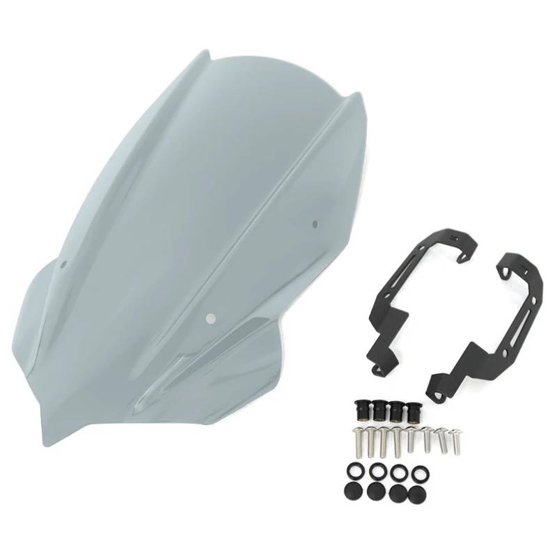 YIJIEBAO Motorrad Windschutzscheibe Windschutzscheibe Schild Bildschirm Visier Windabweiser Mit Halterung Fit for Kawasaki Z250 Z400 Z 250 Z400 2019-2024 Scheinwerfer Motorrad(Transparent Grey) von YIJIEBAO