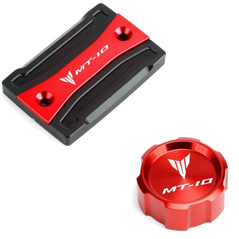 YIJIEBAO Motorradzubehör Vorne Hinten Hauptbremsflüssigkeitsbehälterdeckel Passend for Yamaha MT10 MT 10 MT-10 2015-2020 2021 Öleinfülldeckel Zubehör(Front and Rear Red) von YIJIEBAO