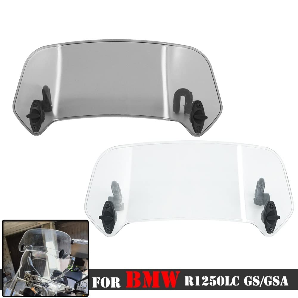 YIJIEBAO Passend for BMW R 1250GS LC ADV R1250GS R 1250 GS Adventure Motorrad Einstellbare Windschutzscheibe Windabweiser Spoiler Verlängerung Windschutzscheibe Scheinwerfer Motorrad(Mini Smoke) von YIJIEBAO