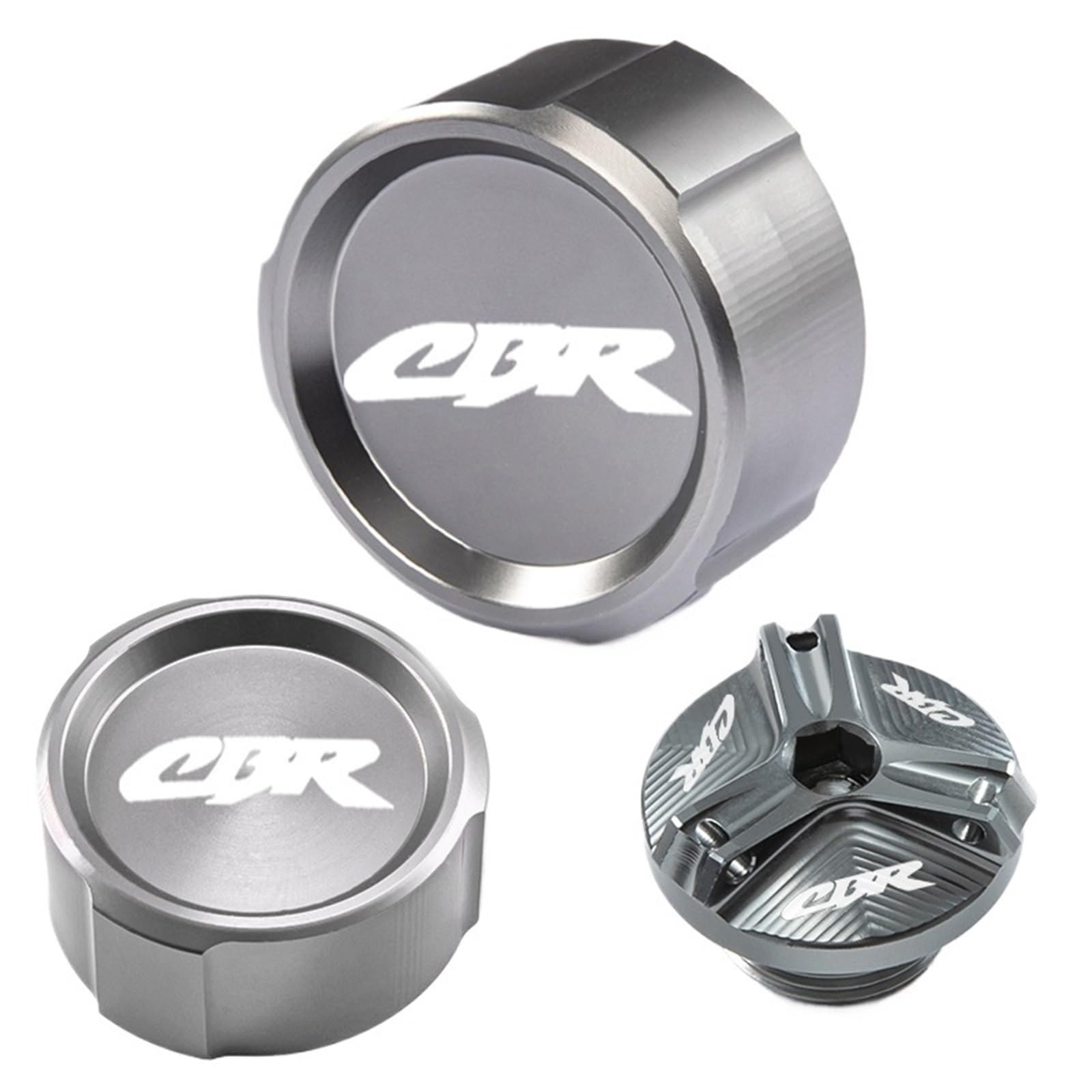 YIJIEBAO Passend for CBR1000RR CBR1000 RR CBR 1000 RR 2004-2018 2019 Vorder- und Hinterradbremstankdeckel und Einfülldeckel-Schutzzubehör Zubehör(A Set Titanium) von YIJIEBAO