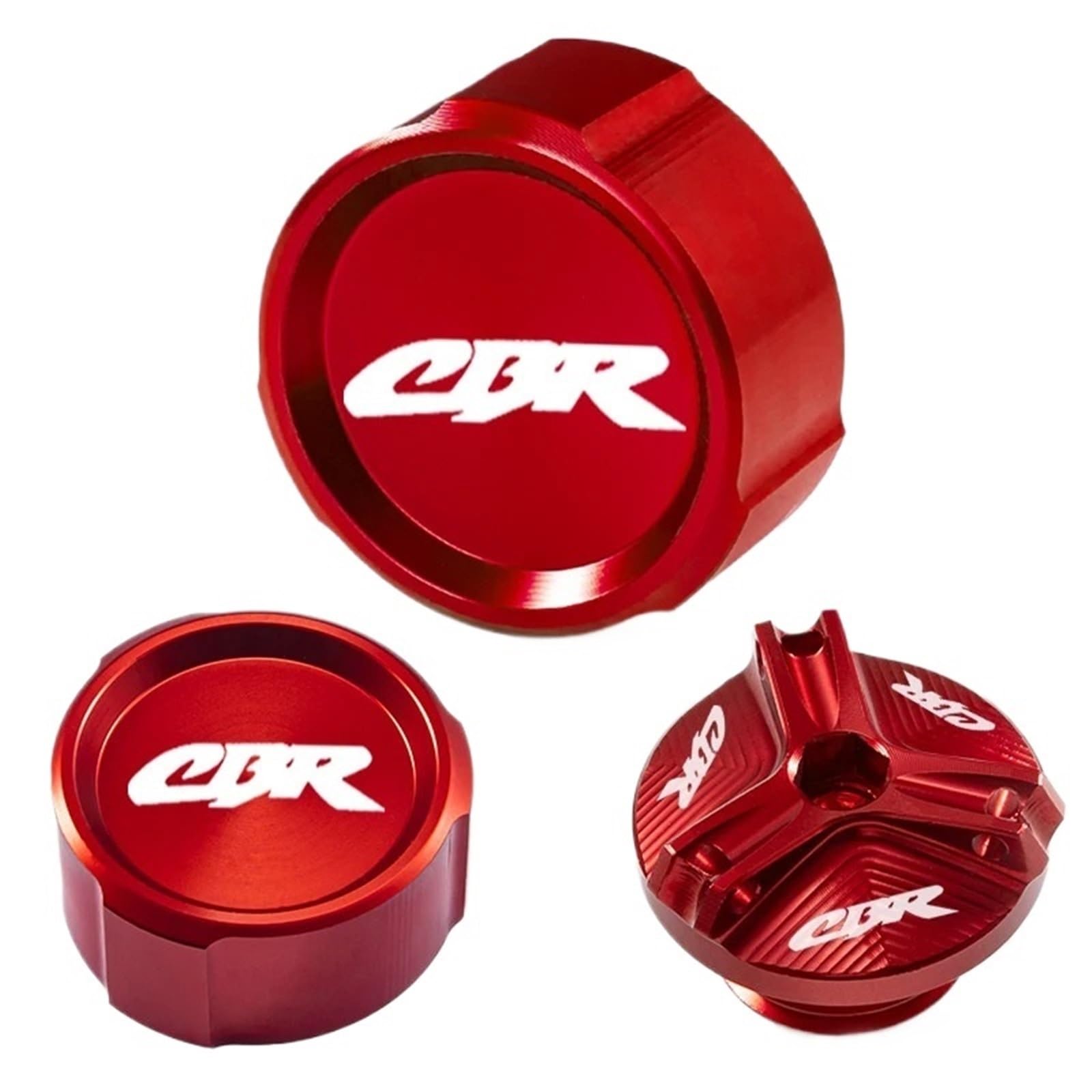 YIJIEBAO Passend for CBR1000RR CBR1000 RR CBR 1000 RR 2004-2018 2019 Vorder- und Hinterradbremstankdeckel und Einfülldeckel-Schutzzubehör Zubehör(A Set red) von YIJIEBAO