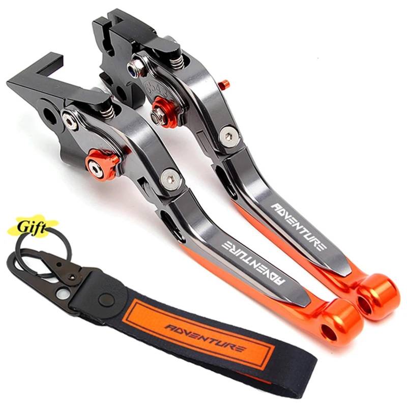 YIJIEBAO Passend for KTM 890 Adventure R 2022 2021 790 ADV 790 Adventure 2019- Motorrad-CNC-Griffhebel, Verstellbarer Bremskupplungshebel, Schlüsselanhänger Motorradbremskupplung(Titanium Orange) von YIJIEBAO